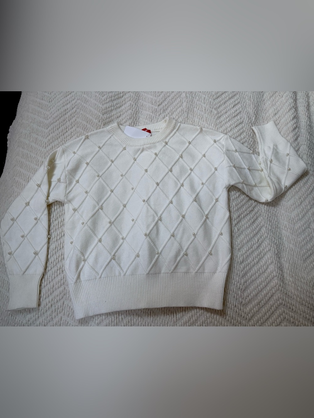 NWT❗️Women's Pearl-Embellished Ivory Sweater